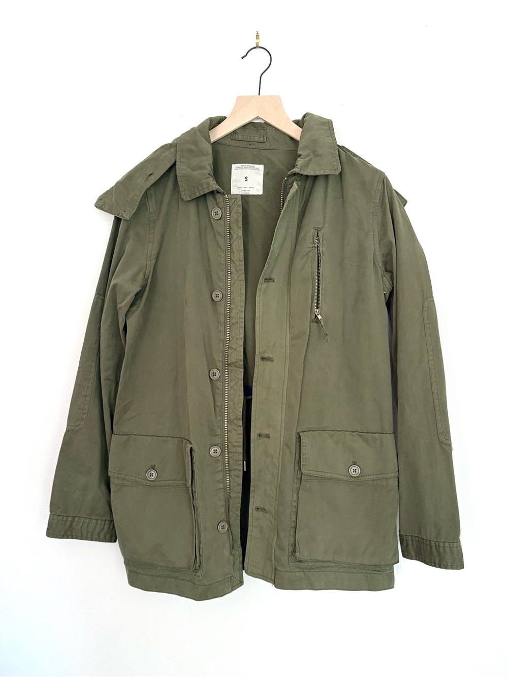 zara woman utility jacket w detachable hoodie oversized field coat S